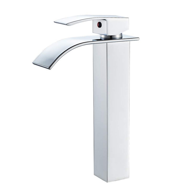 VOTON Vessel Sink Faucet Chrome Modern Tall Waterfall Bathroom Sink Faucet Single Handle Bathroom Faucet 1 Hole Bowl Lavatory Vanity Faucet, Rv Sink Camper Farmhouse Bathroom Utility Remodel Faucet - Image 1